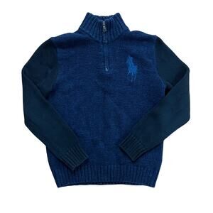 Polo Ralph Lauren 1/4 Zip Pullover Sweater Big Pony Boys Large 14-16 Navy